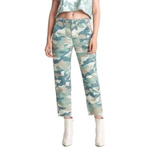 Mother the shaker camo crop pant size 26 linen / cotton blend